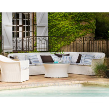 DE- (120) weißes Rattan-Gartenmöbel-Sofa-Set / weißes Ecksofa